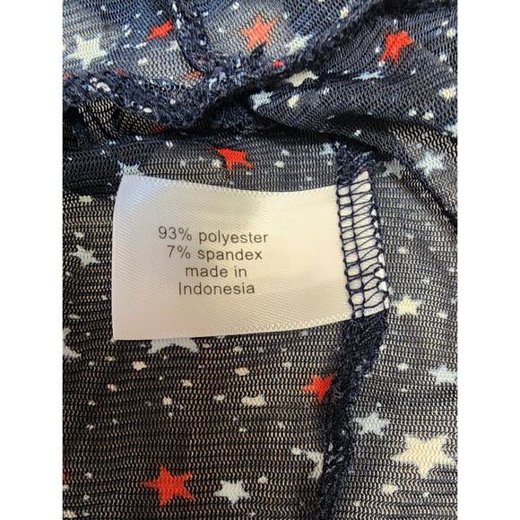 Lane Bryant 3/4 Bell Sleeve V-Neck Sheer Star Pattern Blouse Multi-Blue Sz 26-28 - Picture 8 of 8